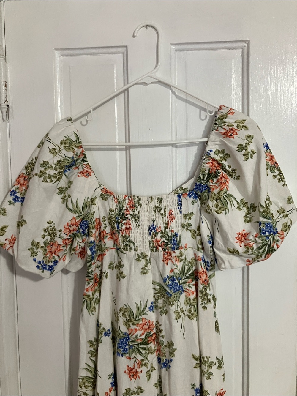 NWT Avec Les Filles Floral linen blend Puff Sleeve Dress Anthropologie 4 - Picture 6 of 7